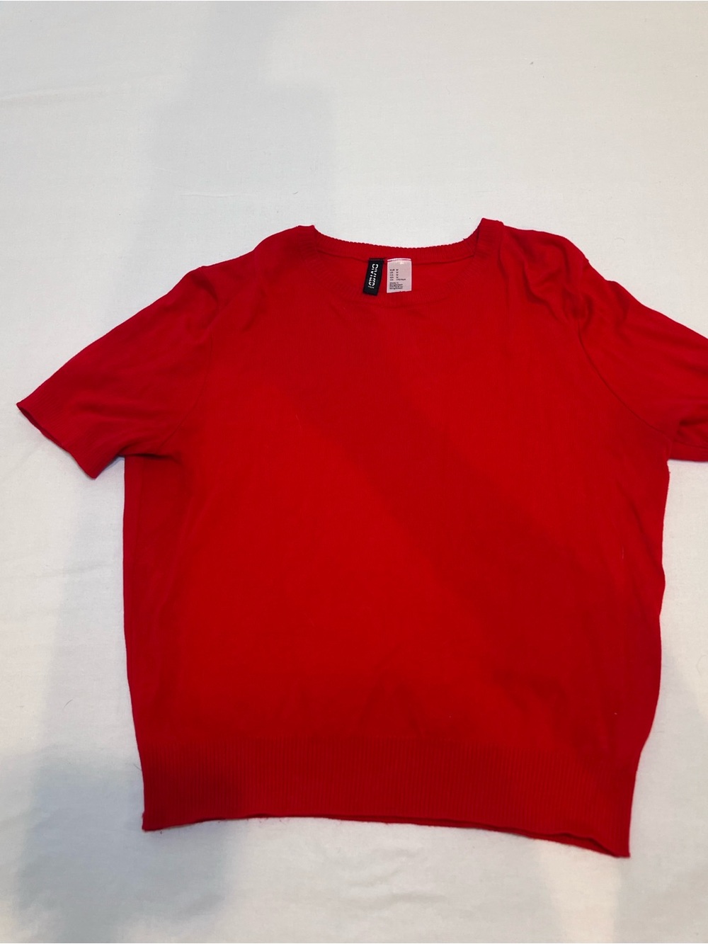 H&M Red Short-Sleeve Knit Top